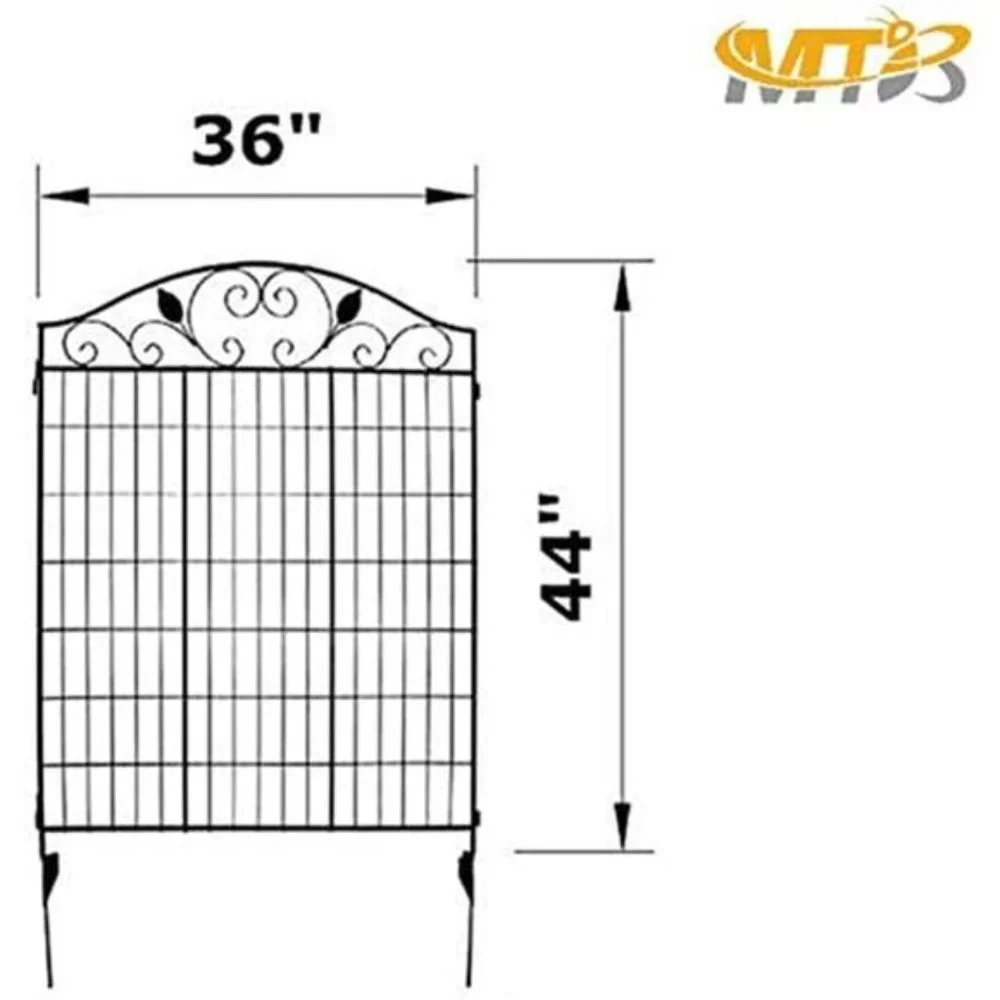 Black Coated SteelGarden Fence Panel 2 Leaves, 44